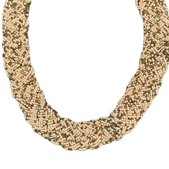 Vintage Chunky Braided Seed Bead Necklace w/ Chain Clasp - Retro Jewelry - Picture 12 of 12